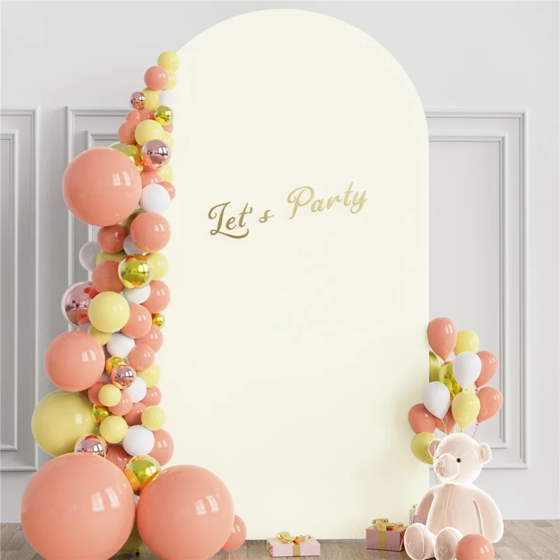 6FT 80x180cm U-Shape Backdrop Arch Frame Stand Elastic Cover for Wedding Ceremony Birthday Party - Beige