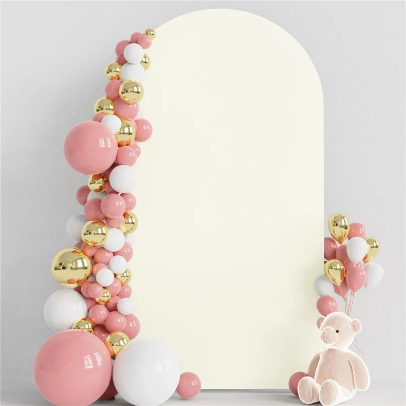 6FT 80x180cm U-Shape Backdrop Arch Frame Stand Elastic Cover for Wedding Ceremony Birthday Party - Beige