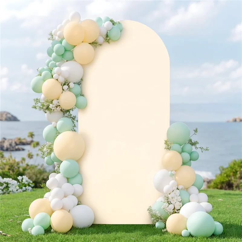 6FT 80x180cm U-Shape Backdrop Arch Frame Stand Elastic Cover for Wedding Ceremony Birthday Party - Beige