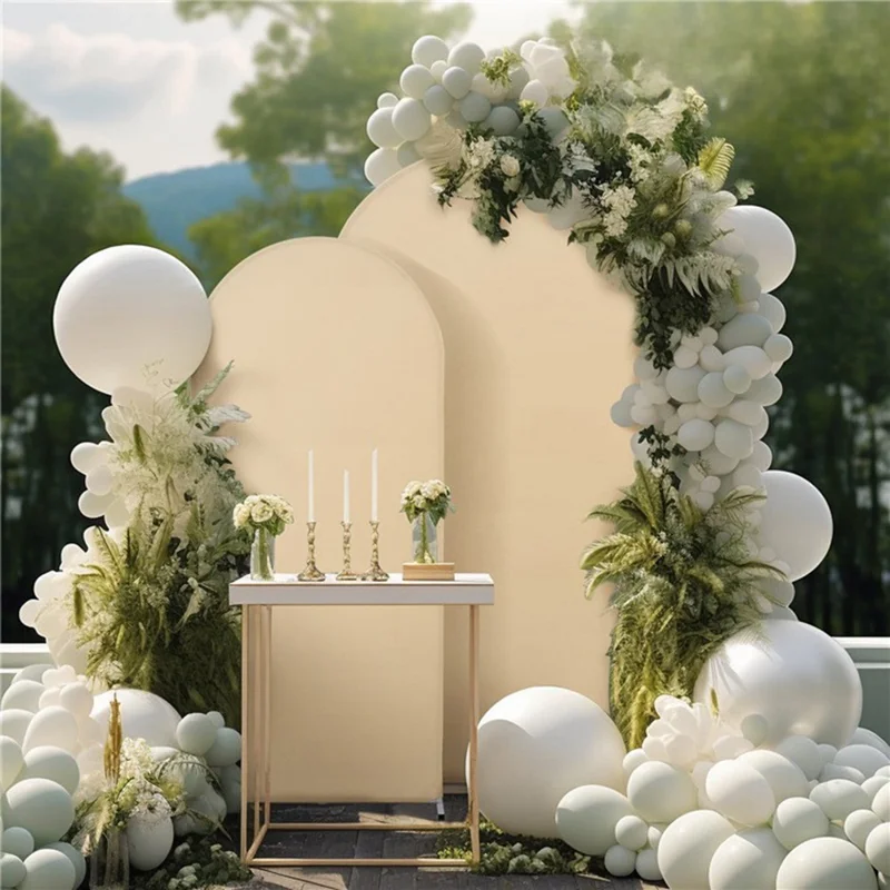 6FT 80x180cm U-Shape Backdrop Arch Frame Stand Elastic Cover for Wedding Ceremony Birthday Party - Beige