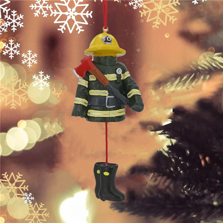 Fireman Uniforme de Noël Arbre de Noël Suspendu Résine Fire de Noël Ornement D'arbre de Noël