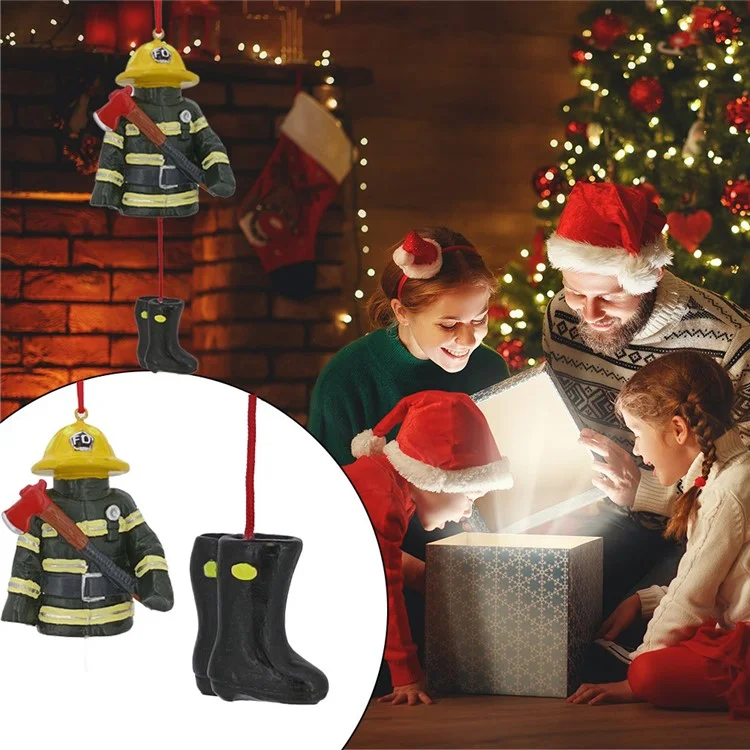 Fireman Uniforme de Noël Arbre de Noël Suspendu Résine Fire de Noël Ornement D'arbre de Noël