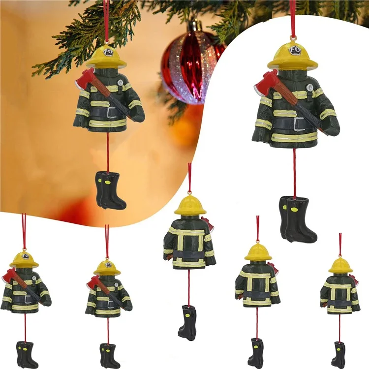Fireman Uniforme de Noël Arbre de Noël Suspendu Résine Fire de Noël Ornement D'arbre de Noël
