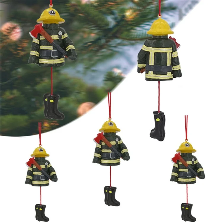 Fireman Uniforme de Noël Arbre de Noël Suspendu Résine Fire de Noël Ornement D'arbre de Noël