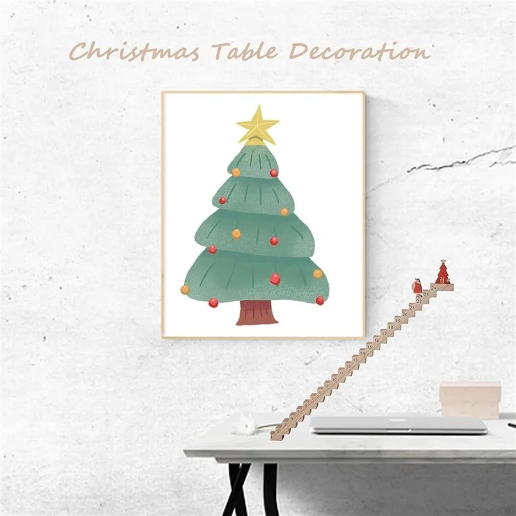 Santa Santa Staircase Countdown Calendar Countdown to Christmas Wooden Sign Decoration