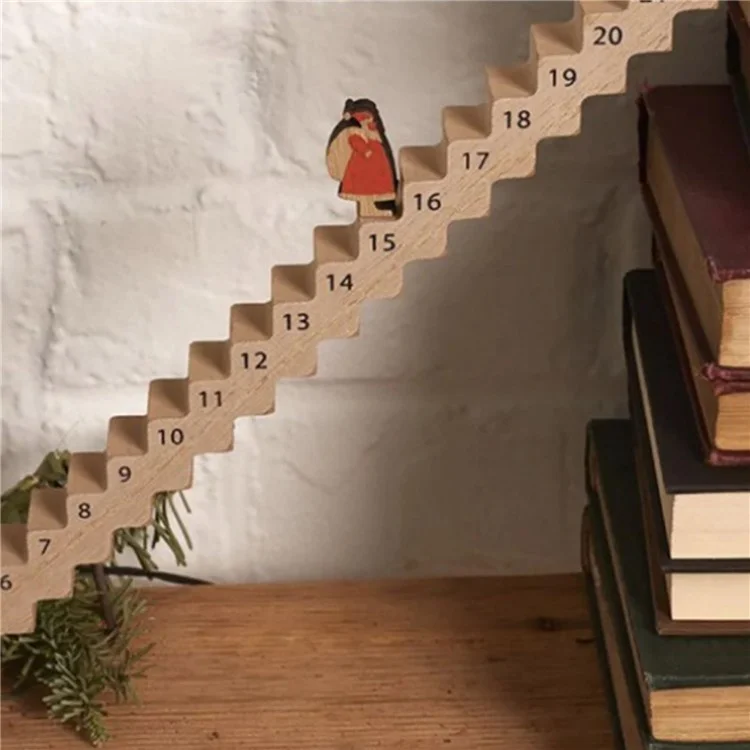 Santa Santa Staircase Countdown Calendar Countdown to Christmas Wooden Sign Decoration