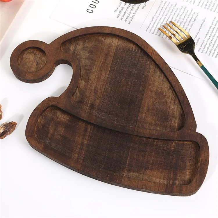 Christmas Hat Tray Food Snack Dessert Wooden Serving Tray Plate Party Decor