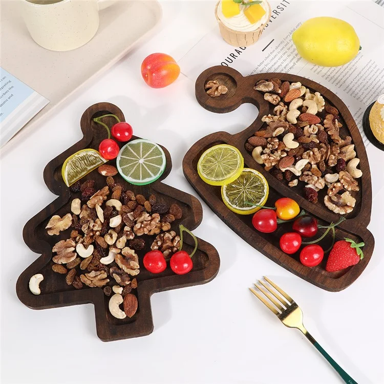 Christmas Hat Tray Food Snack Dessert Wooden Serving Tray Plate Party Decor