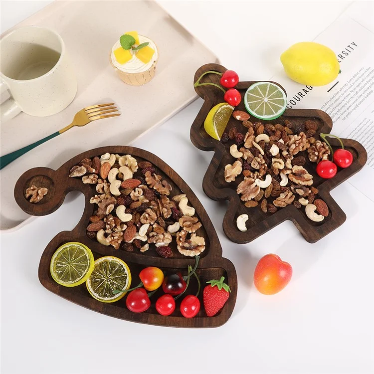 Christmas Hat Tray Food Snack Dessert Wooden Serving Tray Plate Party Decor