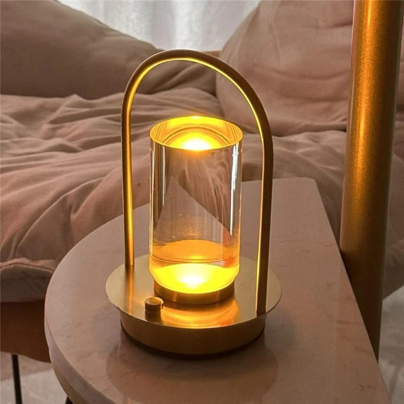 Lumière D'atmosphère Portable Light Rechargeable LED Metal Table Lampe Touch Touch Bedroom Bedside Night Light - Couleur Cuivre