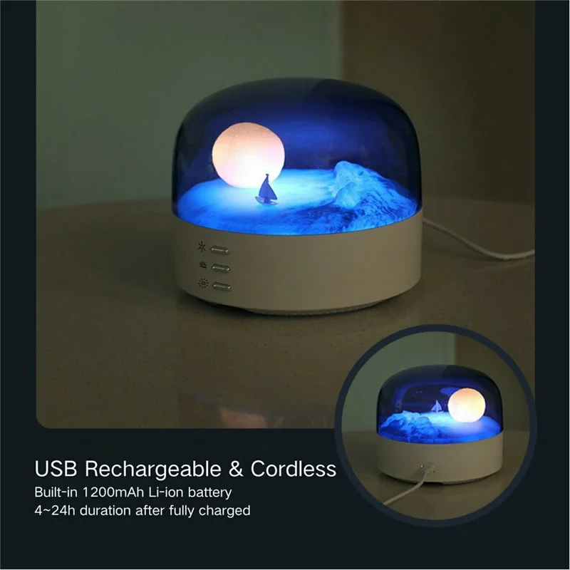 Rechargeable Moon Night Light Dimmable LED Bedside Lamp Soft Eye Caring with Color Changing