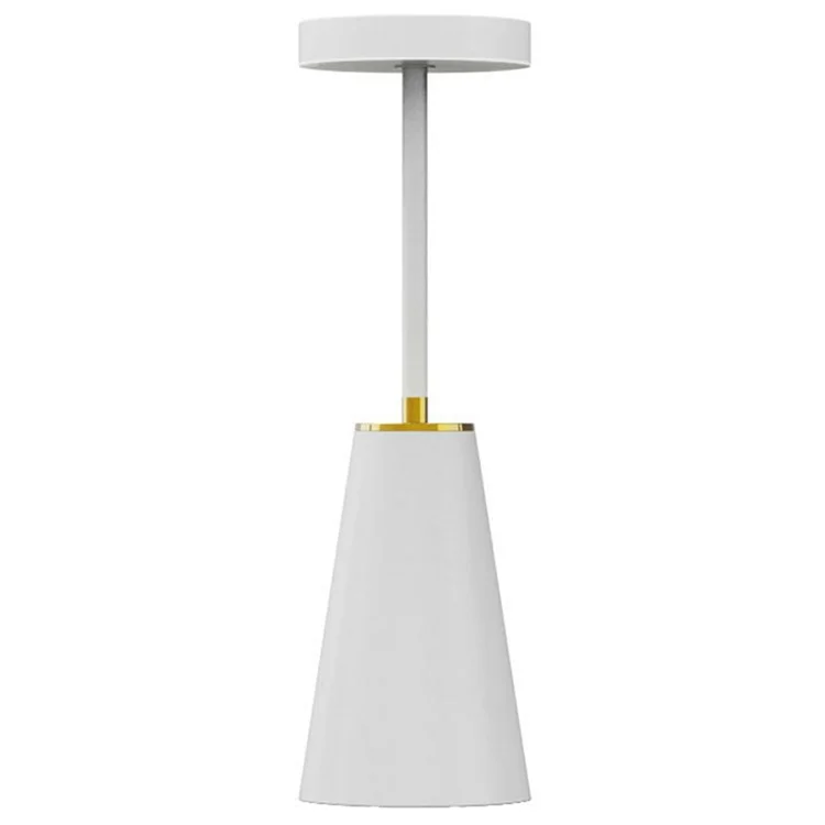Table Lamp Touch Control Stepless Dimming Wireless Charging Bedroom Bedside Night Light Metal + PC Atmosphere Lamp - White