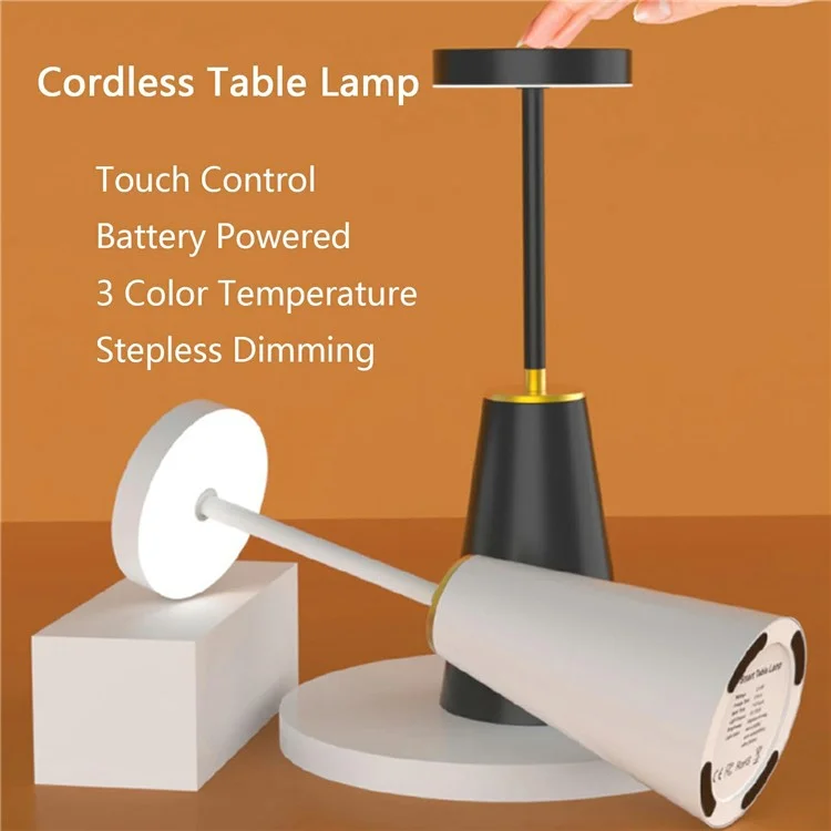 Table Lamp Touch Control Stepless Dimming Wireless Charging Bedroom Bedside Night Light Metal + PC Atmosphere Lamp - White