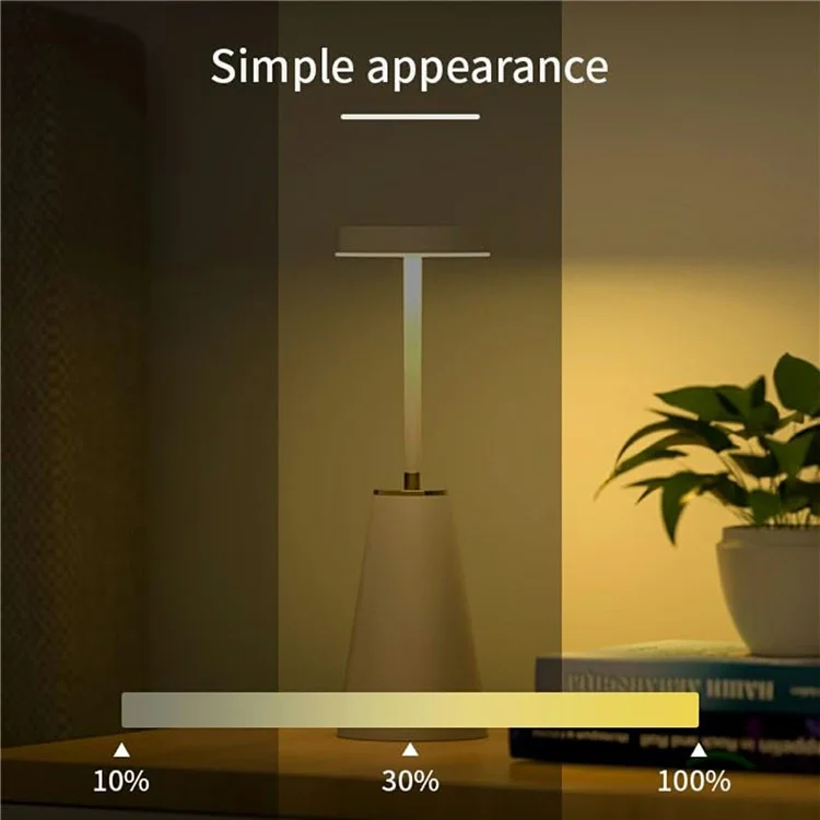 Table Lamp Touch Control Stepless Dimming Wireless Charging Bedroom Bedside Night Light Metal + PC Atmosphere Lamp - White
