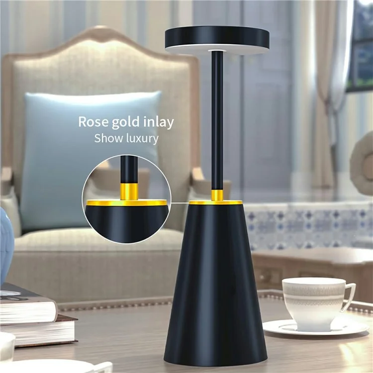 Table Lamp Touch Control Stepless Dimming Wireless Charging Bedroom Bedside Night Light Metal + PC Atmosphere Lamp - White