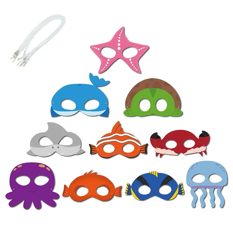 10 Pcs / Definir Máscaras de Animais Sea Kids Birthday Tem Temas de Festa de Festas