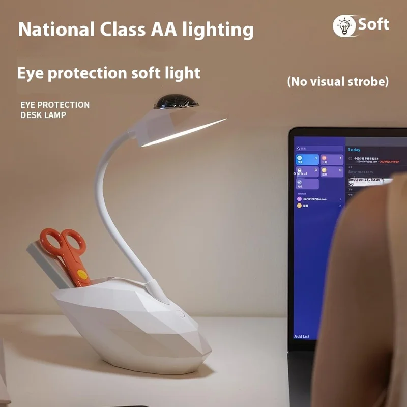 D12 Swan Diseño Proyección Desk Lamm Protection Anti-Glare Desk Light Con Soporte Para Bolígrafo