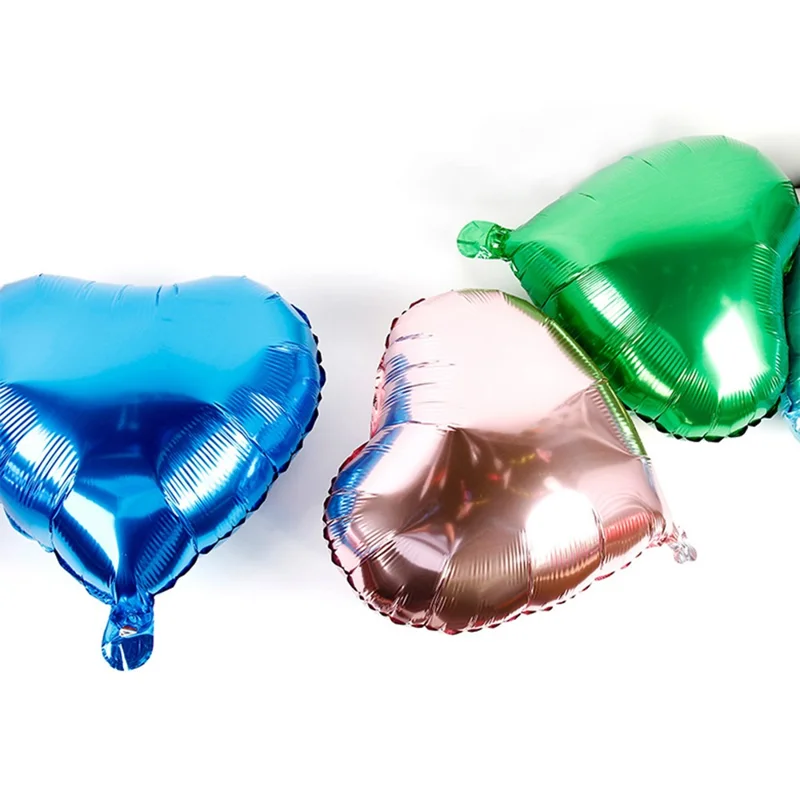 PJ-Q11 50Pcs 44cm Colorful Heart Shape Aluminum Foil Balloons Inflatable Balloons for Birth Wedding Birthday - Pink