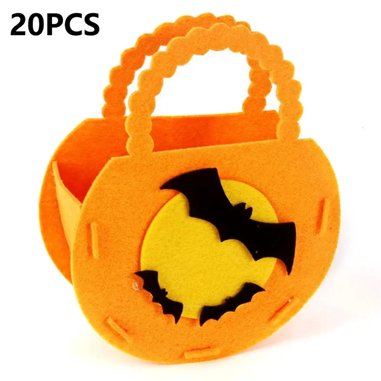 PJ-WSB02 20pcs Halloween Bagliette Non Tessute da Regalo 3D Sacchetta Per Caramelle Per Bambini Per Bambini Tote Bags - Arancia / Pipistrello