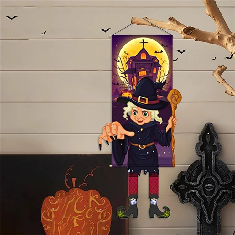 WSJGQ Halloween Door Banners with Witch Feet Non-Woven Fabric Hanging Signs for Happy Halloween Party Decorations - Faceless Old Man Blue