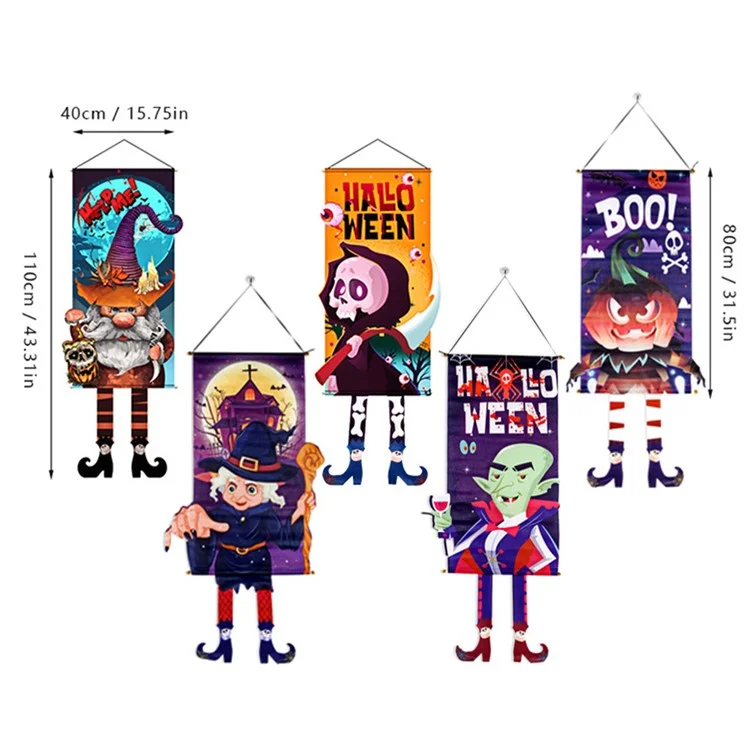 WSJGQ Halloween Door Banners with Witch Feet Non-Woven Fabric Hanging Signs for Happy Halloween Party Decorations - Faceless Old Man Blue