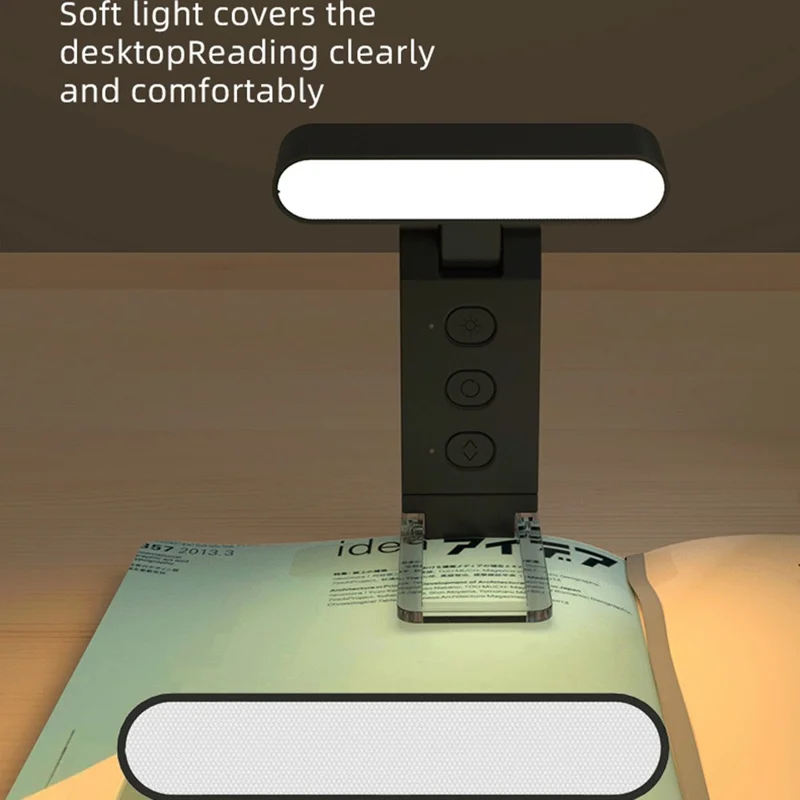 TB-126SALI Portable Rechargeable Book Clip Light Dimmable Reading Bookmark Foldable Lamp - Bar Shape / White