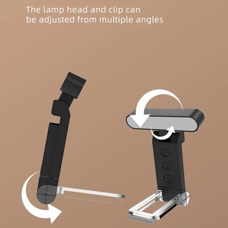 TB-126SALI Portable Rechargeable Book Clip Light Dimmable Reading Bookmark Foldable Lamp - Bar Shape / White