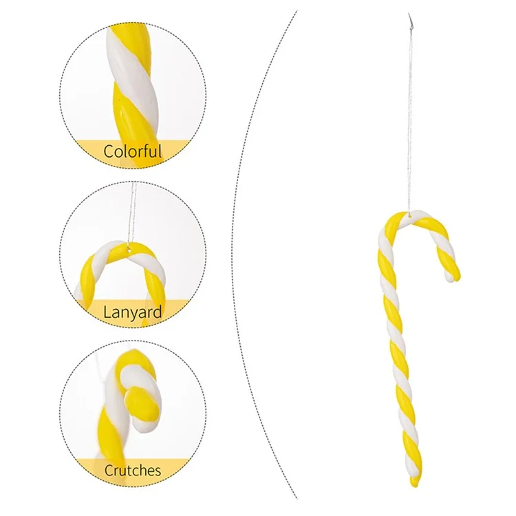 6 piezas / Set Caña de caramelo colorida de Navidad Adorno de PVC para colgar en el árbol de Navidad - Rojo+Amarillo+Azul