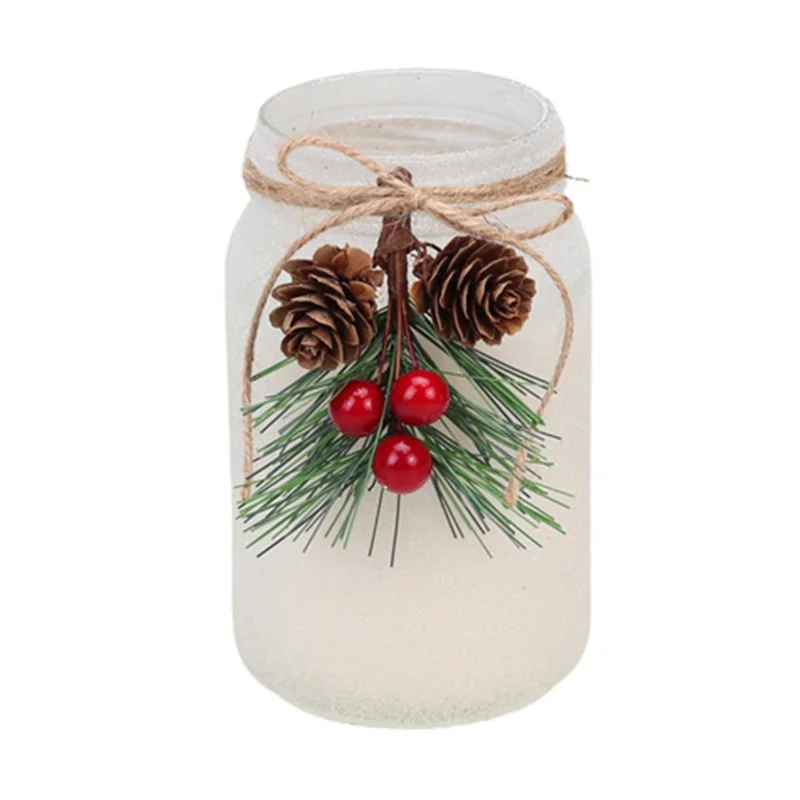 Christmas Mason Jar Scented Candle Romantic Fragrance Candle Decorated Bottle - XC0001 Pine Needle