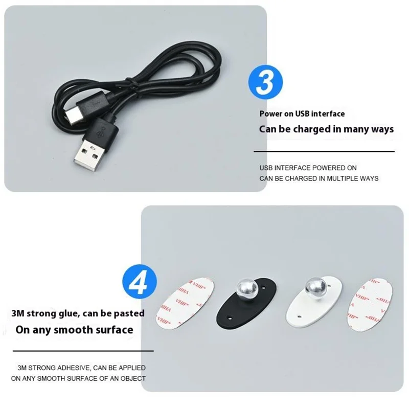 Single Head Rechargeable LED Desk Lamp 3 Gears 360 Degree Adjustable Bedside Light - Black