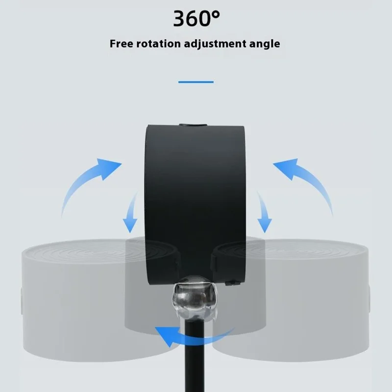 Single Head Rechargeable LED Desk Lamp 3 Gears 360 Degree Adjustable Bedside Light - Black