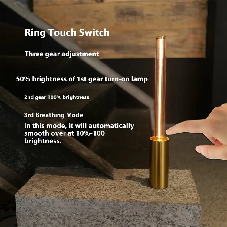 Lampada da comodino a stick dimmerabile da 30 cm, ricaricabile, con controllo touch moderno - Arancione