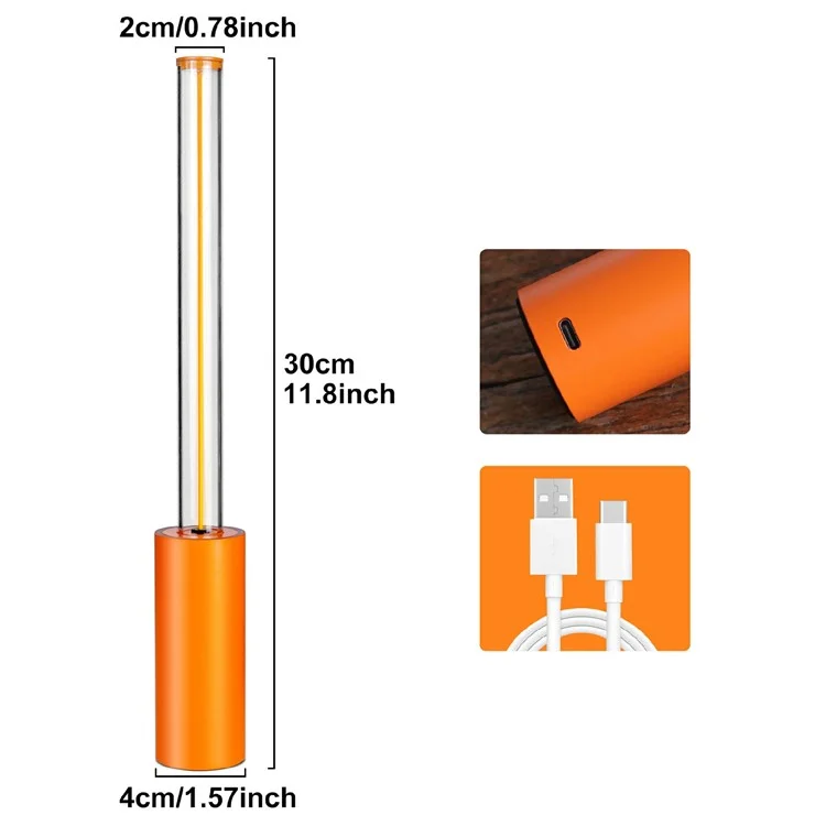 Lampada da comodino a stick dimmerabile da 30 cm, ricaricabile, con controllo touch moderno - Arancione