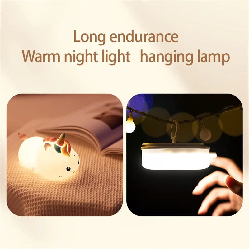 MD052 Patting Lamp Unicorn LED Night Light Baby Nursery Lamp with Touch Controls Bedside Nightlight