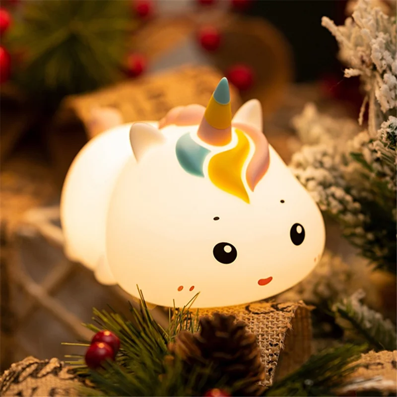 MD052 Patting Lamp Unicorn LED Night Light Baby Nursery Lamp with Touch Controls Bedside Nightlight
