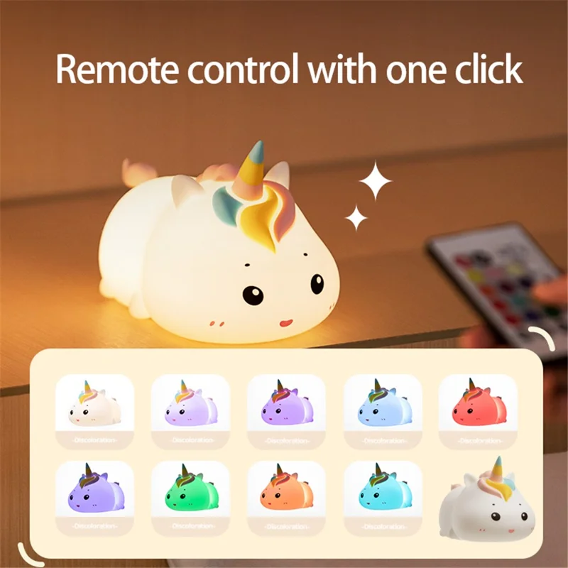 MD052 Patting Lamp Unicorn LED Night Light Baby Nursery Lamp with Touch Controls Bedside Nightlight