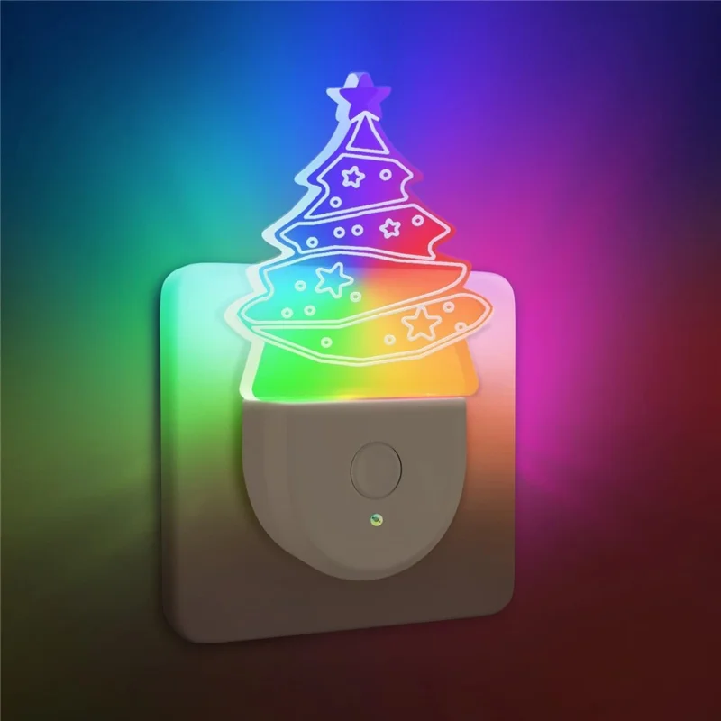 Lampada da notte a forma di albero di Natale, luce da atmosfera colorata in acrilico per camera da letto, spina EU.