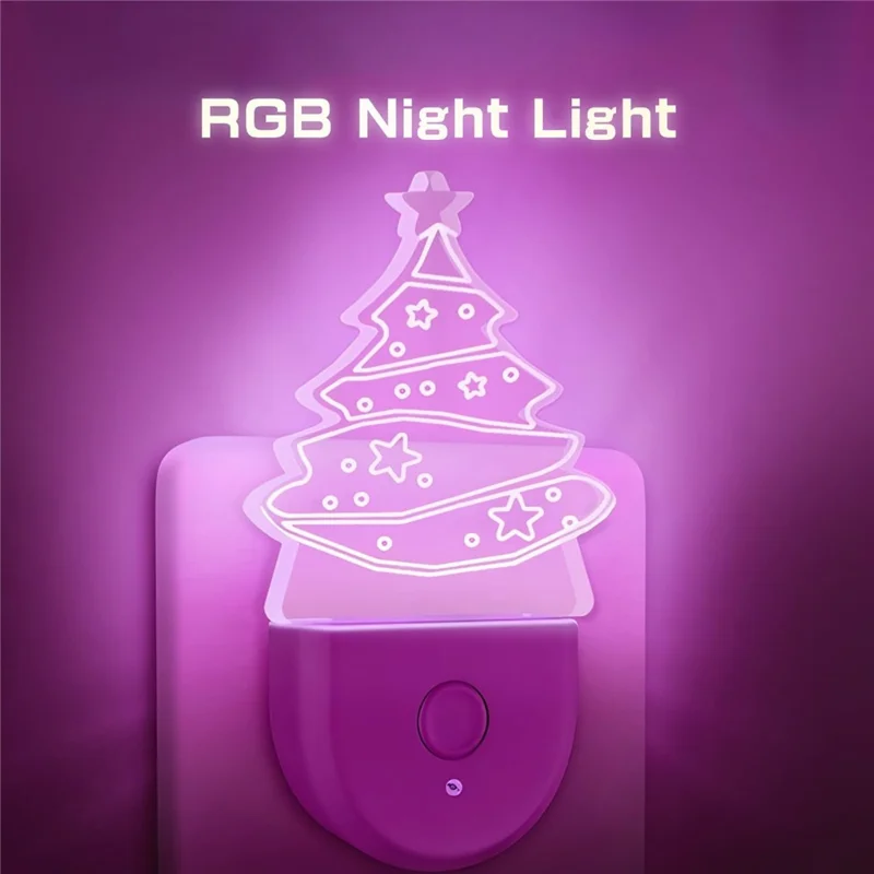 Lampada da notte a forma di albero di Natale, luce da atmosfera colorata in acrilico per camera da letto, spina EU.