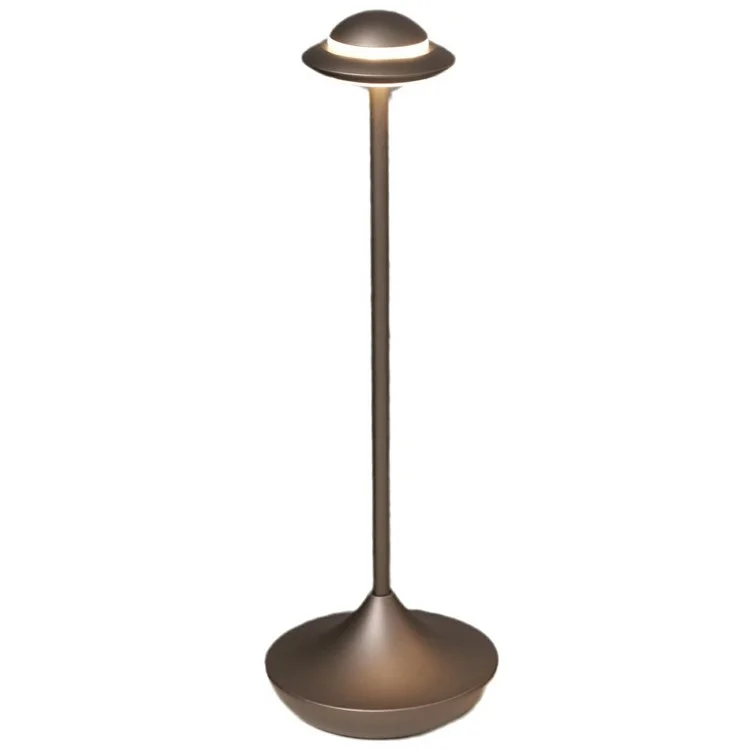 Touch Control Cordless Table Lamp UFO Shape Metal LED Light for Restaurant Hotel Bar - Grey