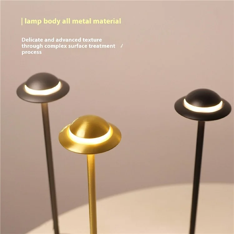 Touch Control Cordless Table Lamp UFO Shape Metal LED Light for Restaurant Hotel Bar - Grey
