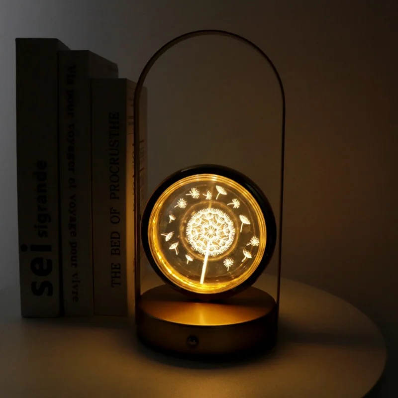 Lampada da tavolo in metallo con tre temperature di colore, luce notturna per camera da letto - Tarassaco