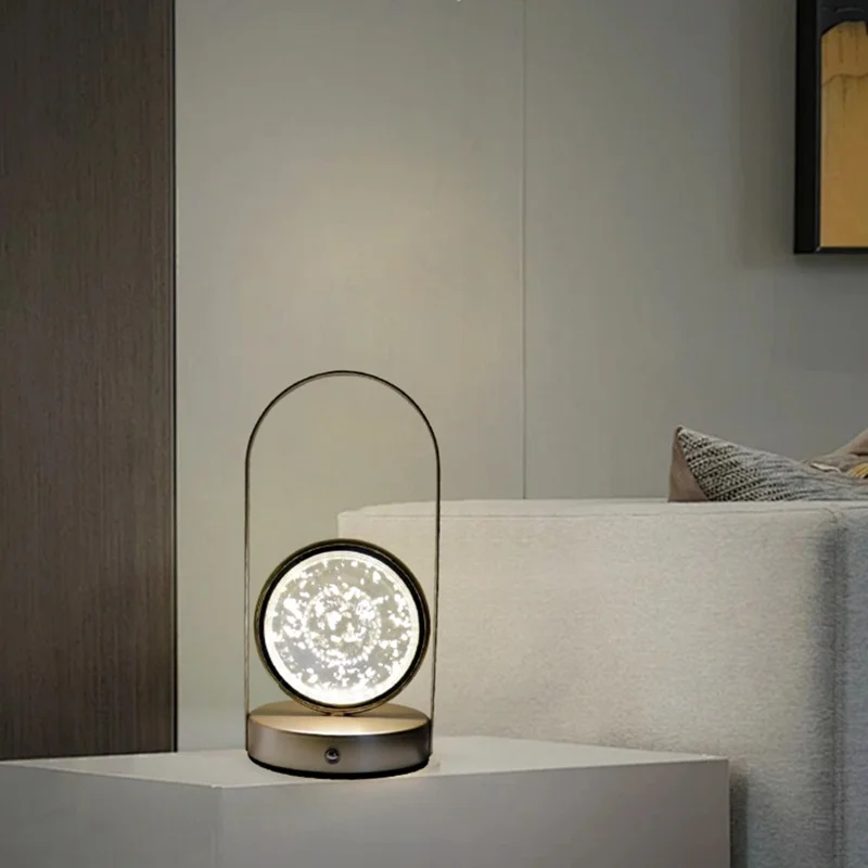 Lampada da tavolo in metallo con tre temperature di colore, luce notturna per camera da letto - Tarassaco