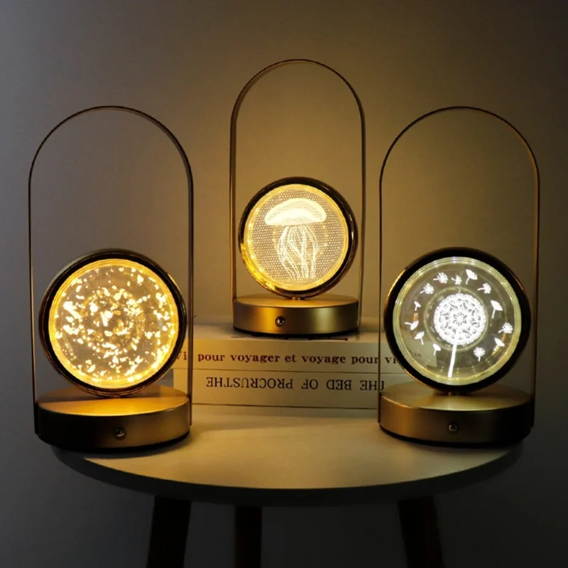 Lampada da tavolo in metallo con tre temperature di colore, luce notturna per camera da letto - Tarassaco