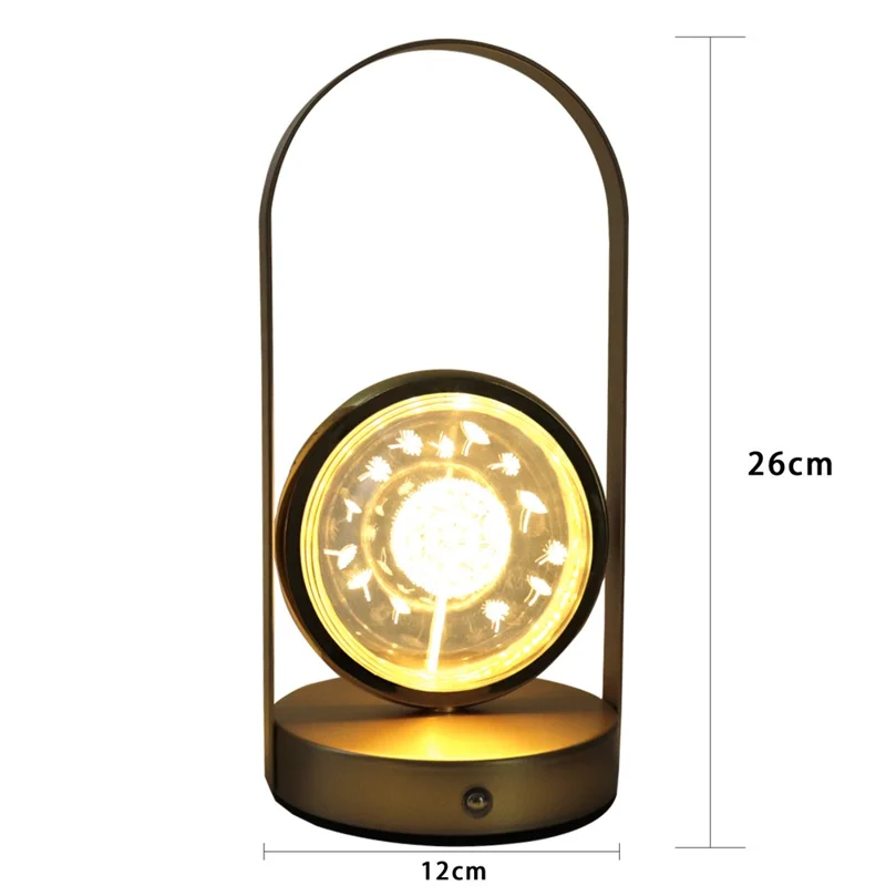 Lampada da tavolo in metallo con tre temperature di colore, luce notturna per camera da letto - Tarassaco