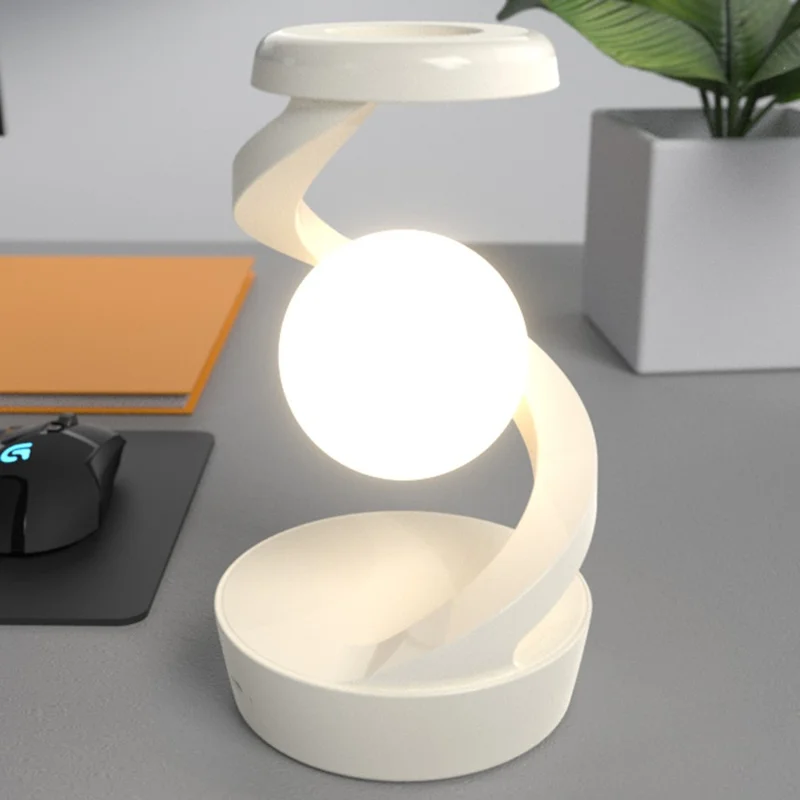 Lampe de lévitation spirale, lumière d'ambiance créative RVB pour la chambre à coucher, lampe de chevet - Blanc