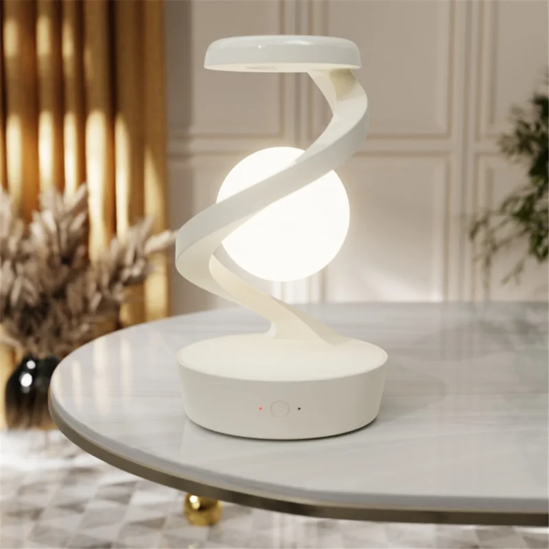 Lampe de lévitation spirale, lumière d'ambiance créative RVB pour la chambre à coucher, lampe de chevet - Blanc