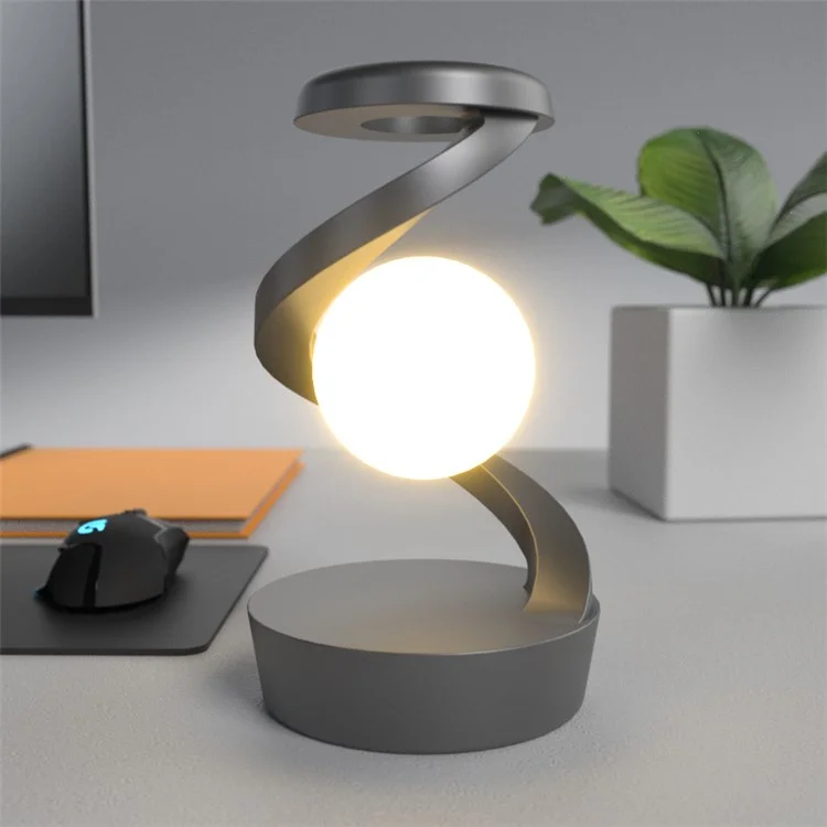 Spiralförmige Schwebellampe Kreative RGB-Atmosphäre Innenbeleuchtung Nachttischlampe - Grau