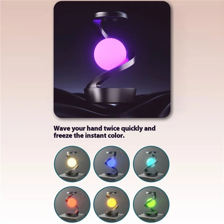 Spiralförmige Schwebellampe Kreative RGB-Atmosphäre Innenbeleuchtung Nachttischlampe - Grau