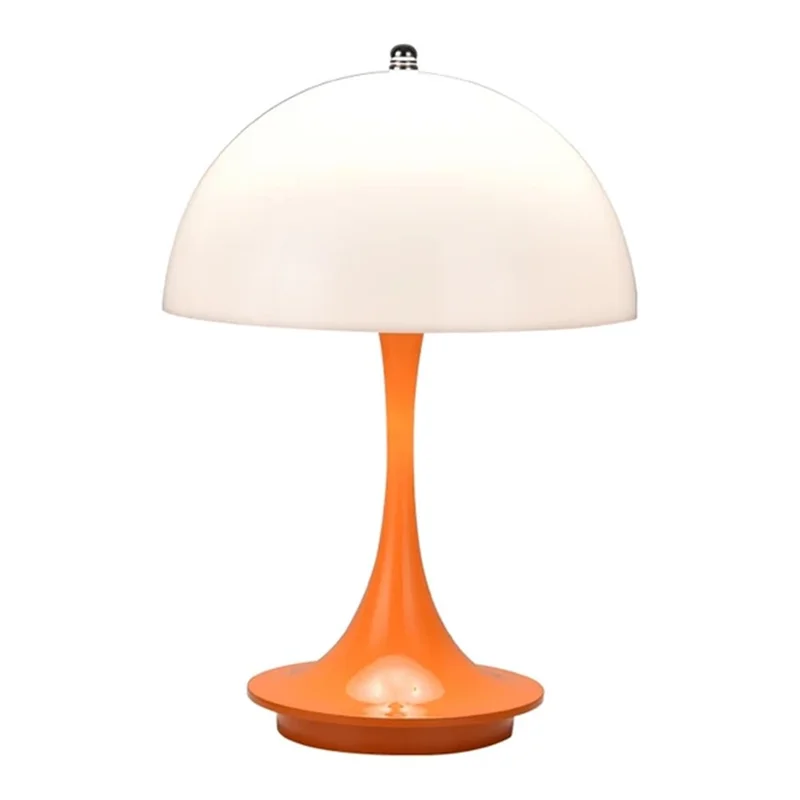 Nordic Mushroom Shape Table Lamp Three Colors Dimmable Bedside Night Light - Orange