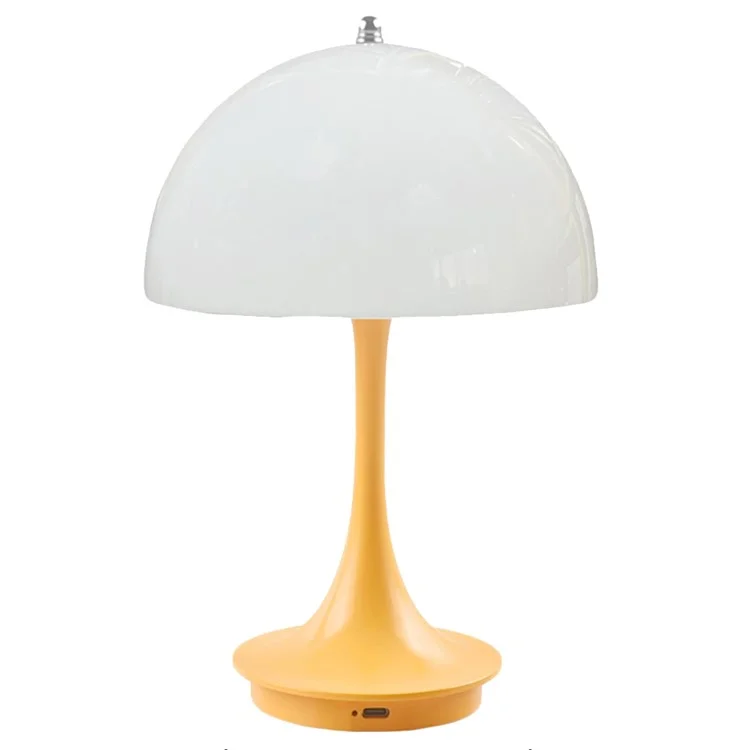 Nordic Mushroom Shape Table Lamp Three Colors Dimmable Bedside Night Light - Yellow